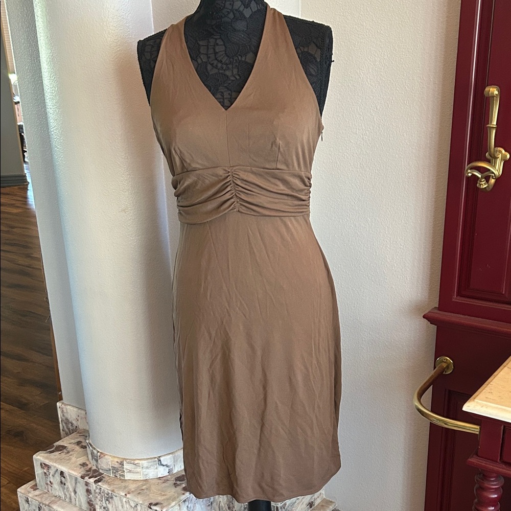 NWT Ann Taylor Loft Elegant Brown Sleeveless Halter Dress size 4